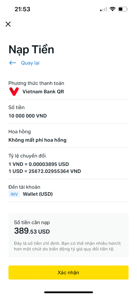 nạp tiền exness